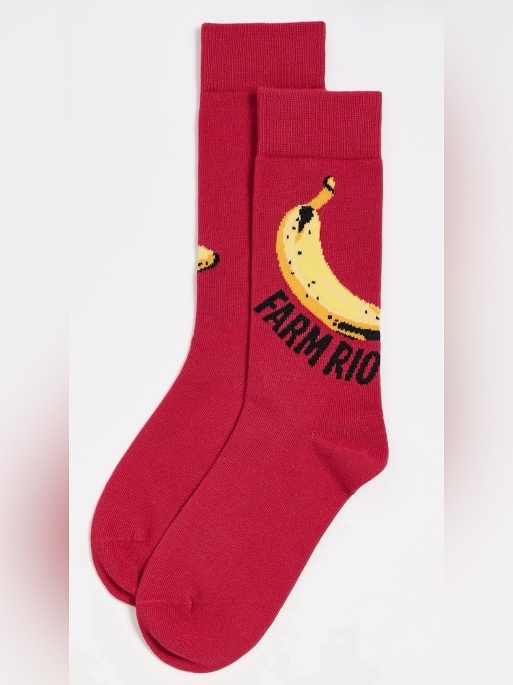 FARM Rio Bright Red Banana Graphic Crew Socks for Women or Men